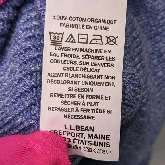 VTG L.L. Bean Mens 100% Organic Cotton Long Sleeve Blue Crewneck Sweater Size M - Picture 9 of 12